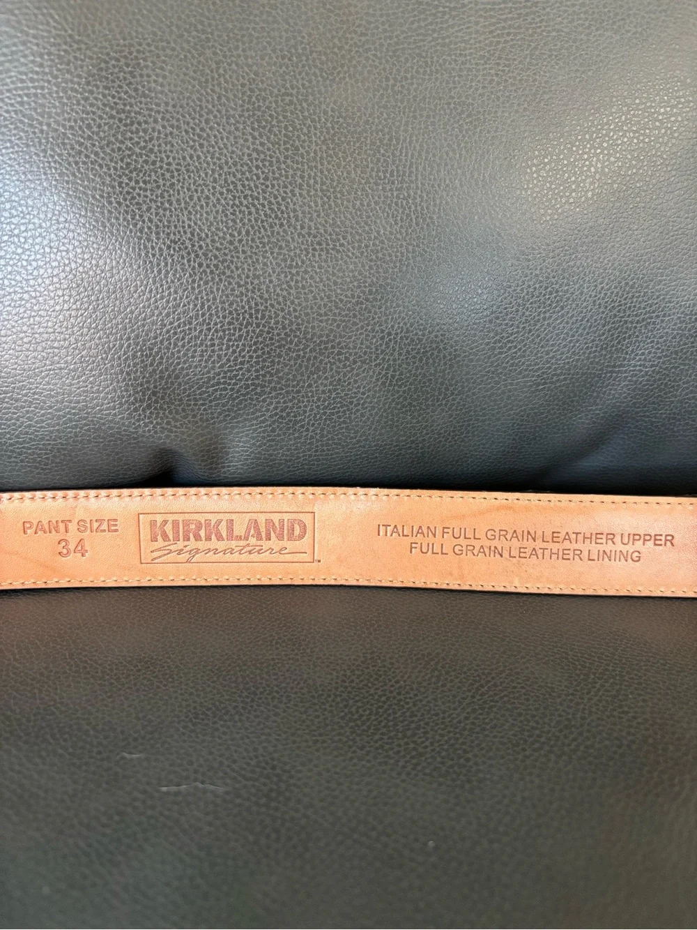 Kirkland Signature Italian Full Grain Leather Men's Belt size 36